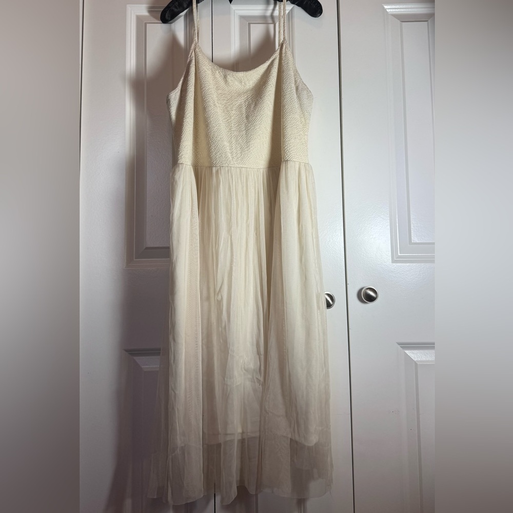 Xhilaration Junior Cream Lace Tulle Midi Dress XXL Sleeveless Party